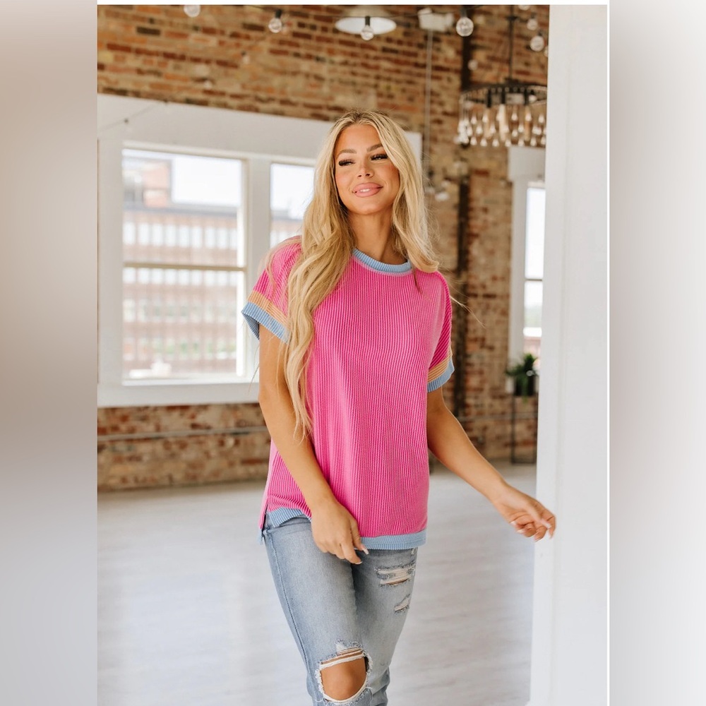 Textured Contrast Tunic